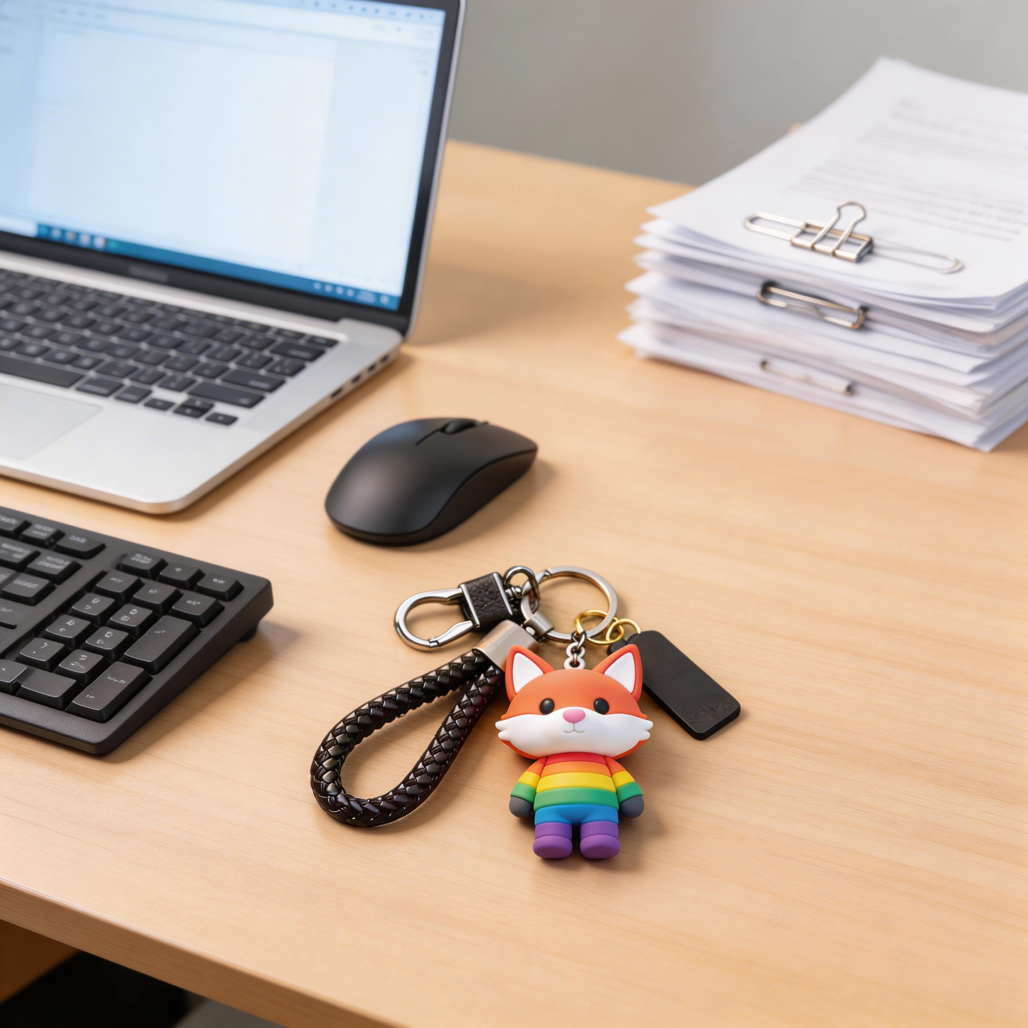 🦊 “The Rainbow Fox Keychain” – Glowing Healing Fox | Soft Silicone Body + Metal Chain + Gift Box Ready | Hang It & Add a Filter to Your Everyday! ✨