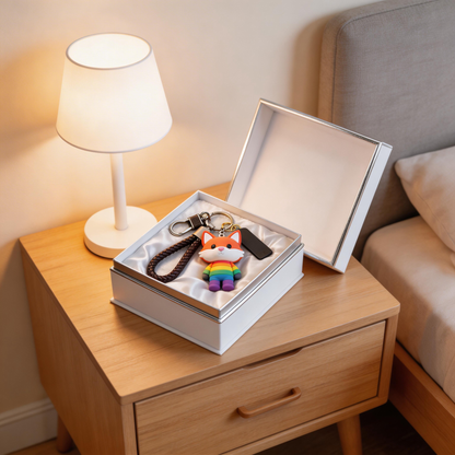 🦊 “The Rainbow Fox Keychain” – Glowing Healing Fox | Soft Silicone Body + Metal Chain + Gift Box Ready | Hang It & Add a Filter to Your Everyday! ✨
