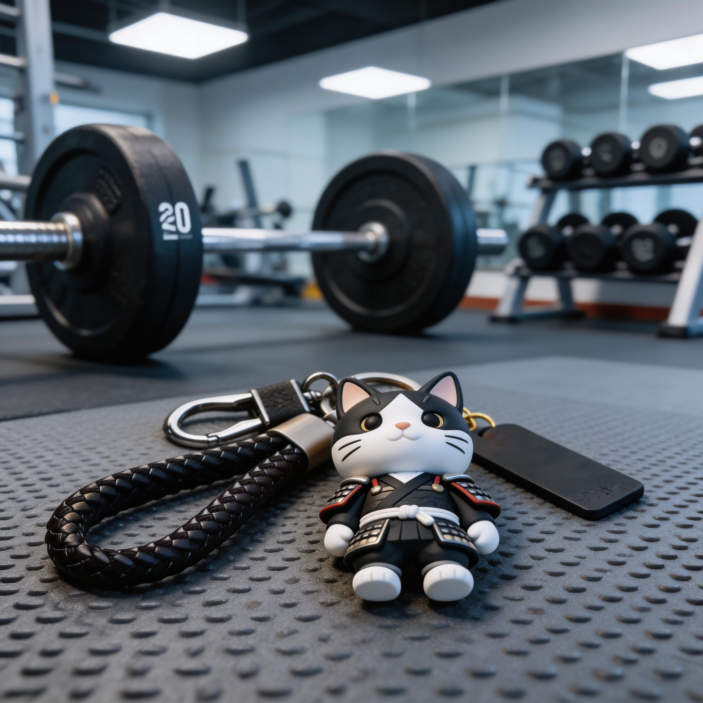 🐱⚔️ “The Samurai Cat Keychain” – Winking Warrior Cat | Food-Grade Silicone + Matte PU Leather + Velvet Gift Box | Hang It & Instantly Add a “Cool Filter” to Your Day! ✨