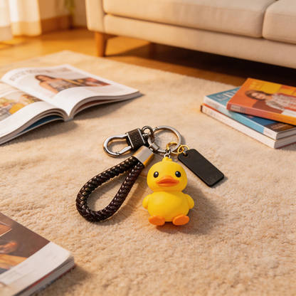 🦆 “The Squishy Ducky Keychain” – Sunny Little Duck | Food-Grade Silicone + High-Elastic Braided Strap + Matte Metal Ring | Hang It & Instantly Activate Your “Happiness Beacon”! ✨