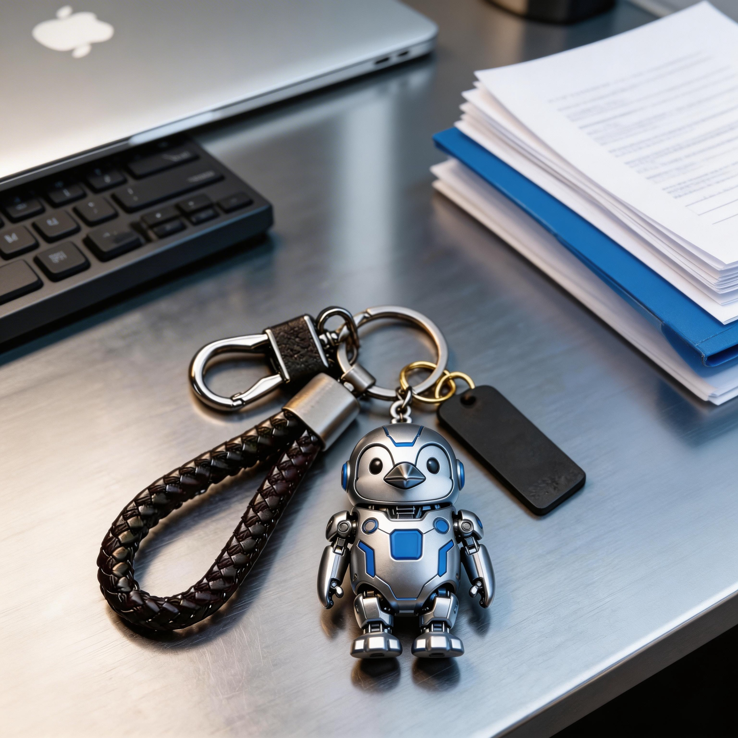 🐧🤖 “The Penguin Bot Keychain” – Breathing Blue & White Penguin Robot | Food-Grade Silicone + Matte Metal Ring + LED Micro Eyes | Hang It & Instantly Add a “Gentle Tech” Filter to Your Day! ✨