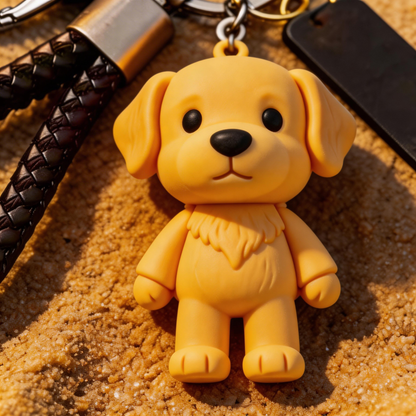🐾 “The Smile Keychain” – Smiling Puppy Keychain | Soft Silicone + Genuine Leather Strap + Gift Box Ready | Touch It Daily, Brighten Your Mood!