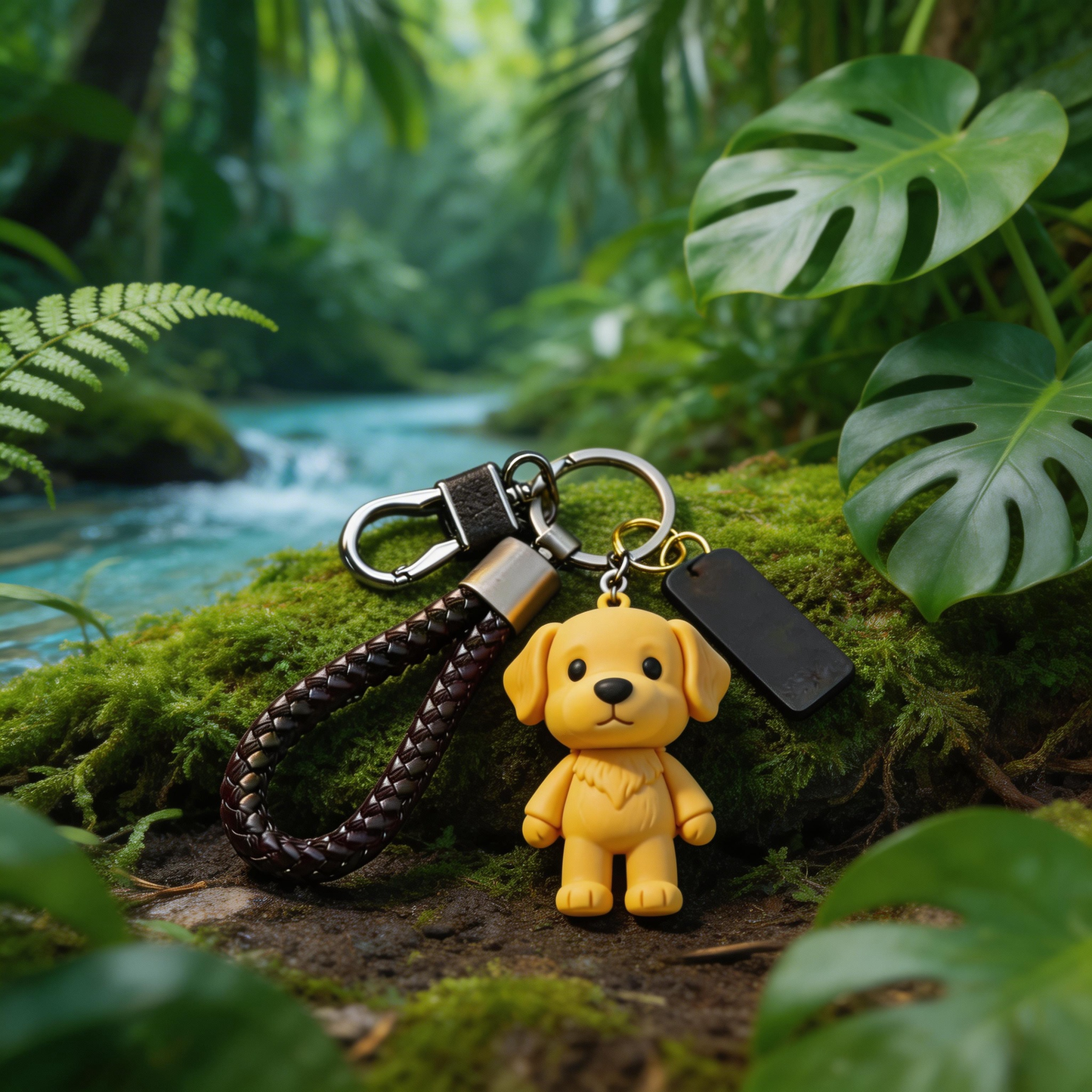 🐾 “The Smile Keychain” – Smiling Puppy Keychain | Soft Silicone + Genuine Leather Strap + Gift Box Ready | Touch It Daily, Brighten Your Mood!