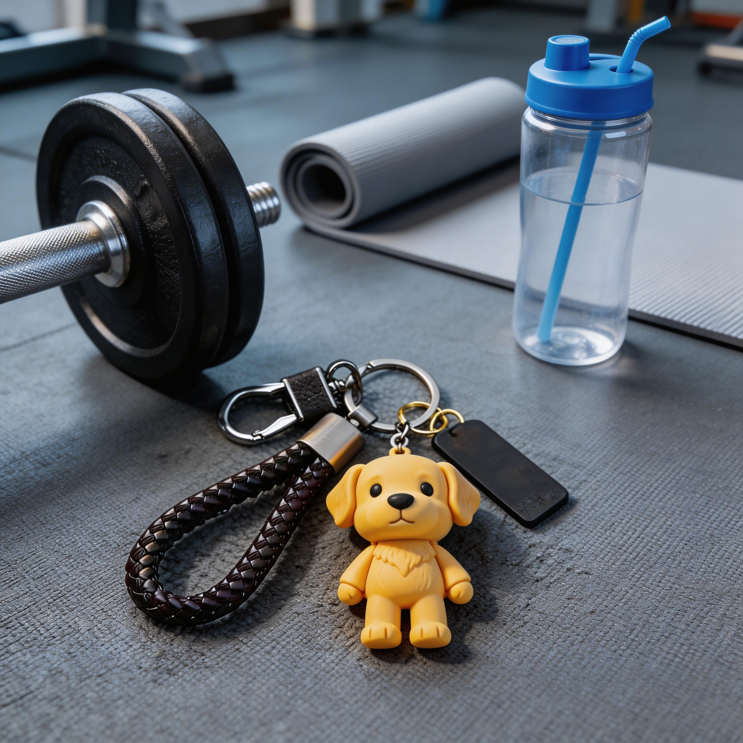 🐾 “The Smile Keychain” – Smiling Puppy Keychain | Soft Silicone + Genuine Leather Strap + Gift Box Ready | Touch It Daily, Brighten Your Mood!