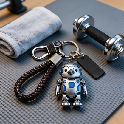 🐧🤖 “The Penguin Bot Keychain” – Breathing Blue & White Penguin Robot | Food-Grade Silicone + Matte Metal Ring + LED Micro Eyes | Hang It & Instantly Add a “Gentle Tech” Filter to Your Day! ✨