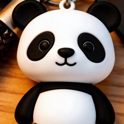 🐼 “The Panda Keychain” – Breathing Black & White Panda | Food-Grade Silicone + Matte PU Leather Strap + Magnetic Metal Ring | Hang It & Instantly Activate Your “Healing License”! ✨