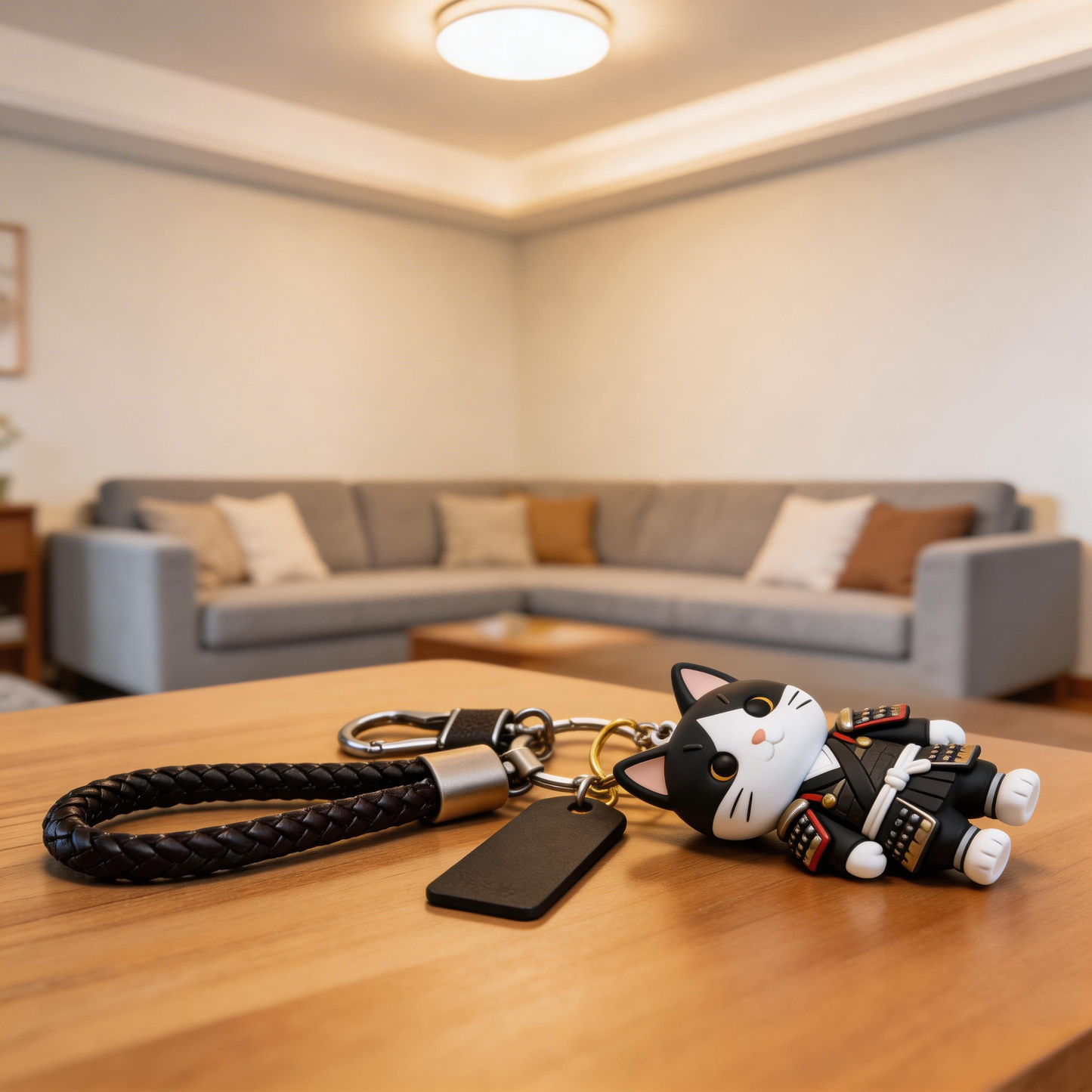 🐱⚔️ “The Samurai Cat Keychain” – Winking Warrior Cat | Food-Grade Silicone + Matte PU Leather + Velvet Gift Box | Hang It & Instantly Add a “Cool Filter” to Your Day! ✨