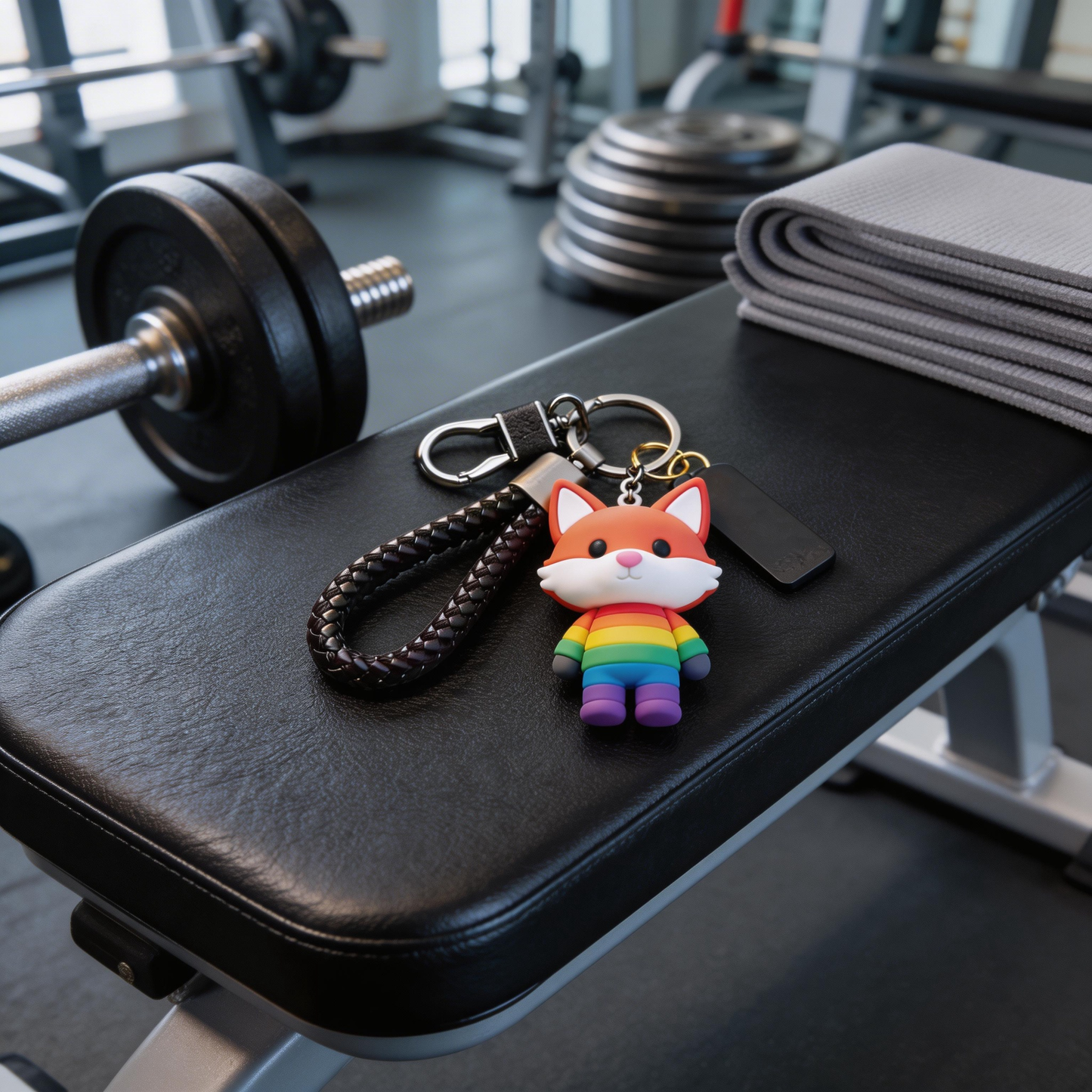 🦊 “The Rainbow Fox Keychain” – Glowing Healing Fox | Soft Silicone Body + Metal Chain + Gift Box Ready | Hang It & Add a Filter to Your Everyday! ✨