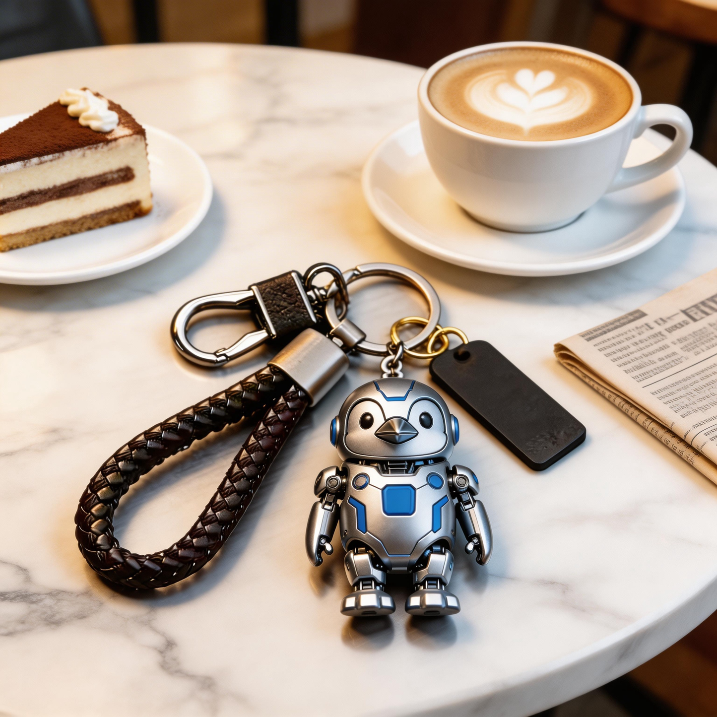 🐧🤖 “The Penguin Bot Keychain” – Breathing Blue & White Penguin Robot | Food-Grade Silicone + Matte Metal Ring + LED Micro Eyes | Hang It & Instantly Add a “Gentle Tech” Filter to Your Day! ✨