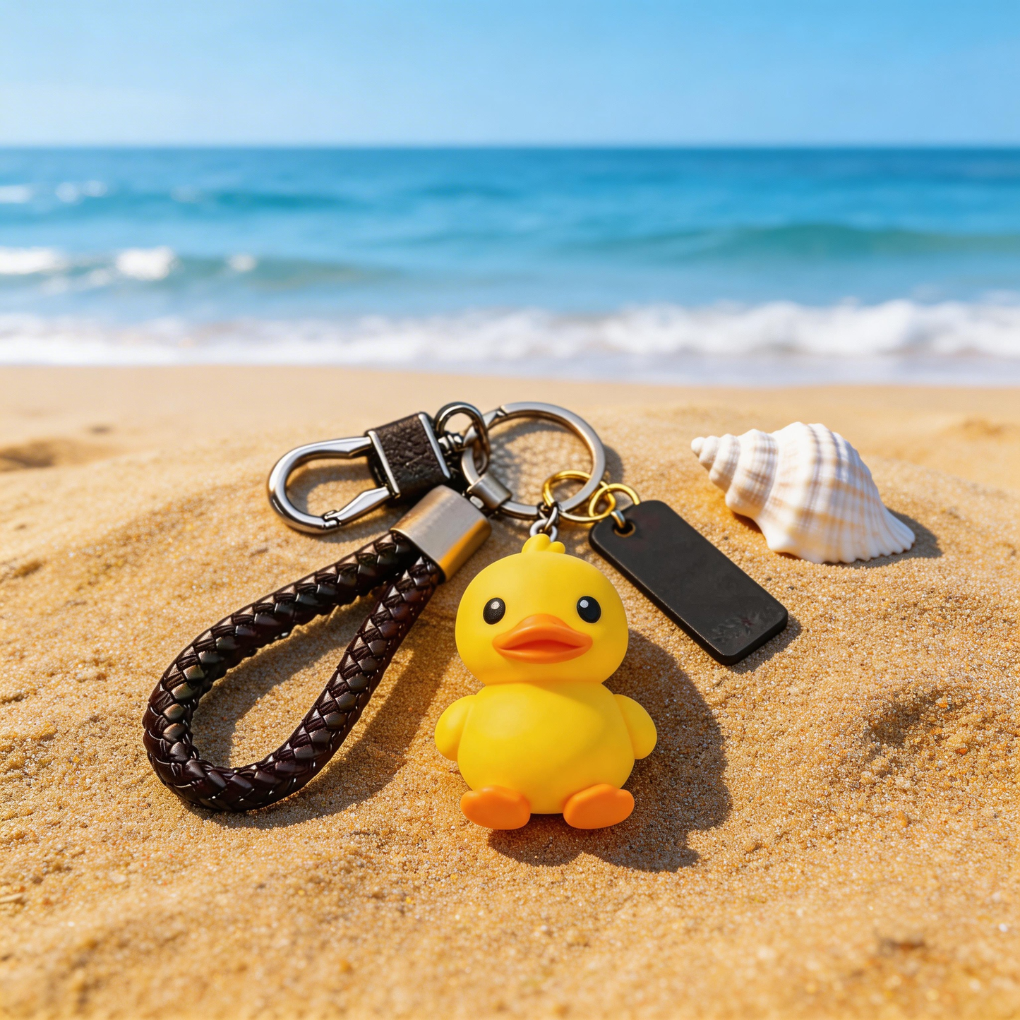 🦆 “The Squishy Ducky Keychain” – Sunny Little Duck | Food-Grade Silicone + High-Elastic Braided Strap + Matte Metal Ring | Hang It & Instantly Activate Your “Happiness Beacon”! ✨