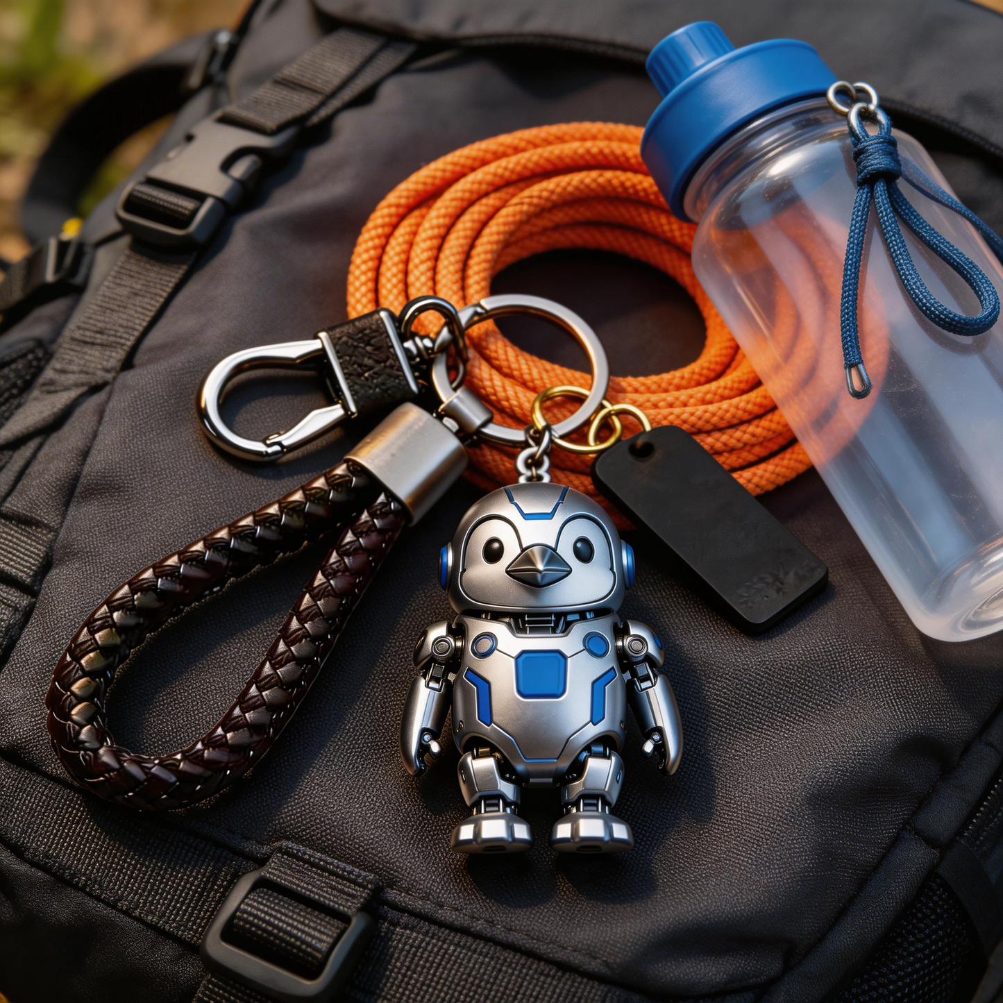 🐧🤖 “The Penguin Bot Keychain” – Breathing Blue & White Penguin Robot | Food-Grade Silicone + Matte Metal Ring + LED Micro Eyes | Hang It & Instantly Add a “Gentle Tech” Filter to Your Day! ✨