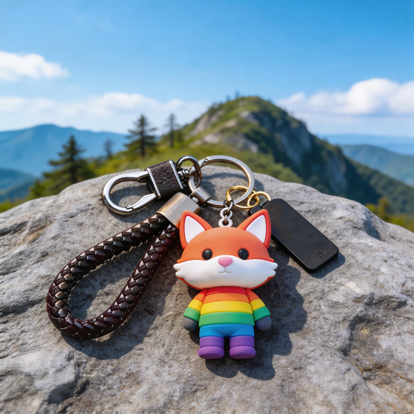 🦊 “The Rainbow Fox Keychain” – Glowing Healing Fox | Soft Silicone Body + Metal Chain + Gift Box Ready | Hang It & Add a Filter to Your Everyday! ✨