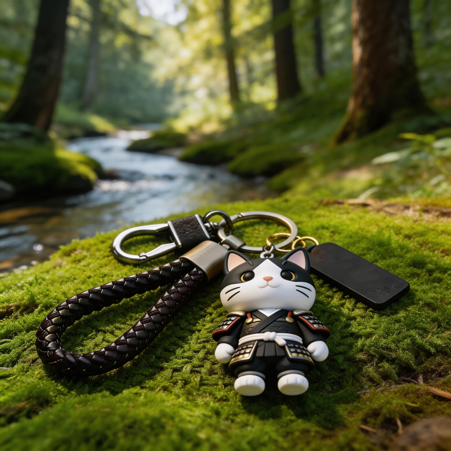 🐱⚔️ “The Samurai Cat Keychain” – Winking Warrior Cat | Food-Grade Silicone + Matte PU Leather + Velvet Gift Box | Hang It & Instantly Add a “Cool Filter” to Your Day! ✨