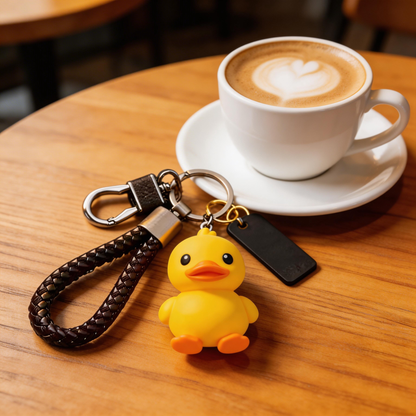 🦆 “The Squishy Ducky Keychain” – Sunny Little Duck | Food-Grade Silicone + High-Elastic Braided Strap + Matte Metal Ring | Hang It & Instantly Activate Your “Happiness Beacon”! ✨