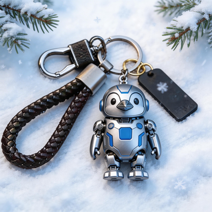 🐧🤖 “The Penguin Bot Keychain” – Breathing Blue & White Penguin Robot | Food-Grade Silicone + Matte Metal Ring + LED Micro Eyes | Hang It & Instantly Add a “Gentle Tech” Filter to Your Day! ✨