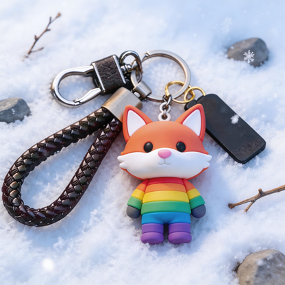 🦊 “The Rainbow Fox Keychain” – Glowing Healing Fox | Soft Silicone Body + Metal Chain + Gift Box Ready | Hang It & Add a Filter to Your Everyday! ✨