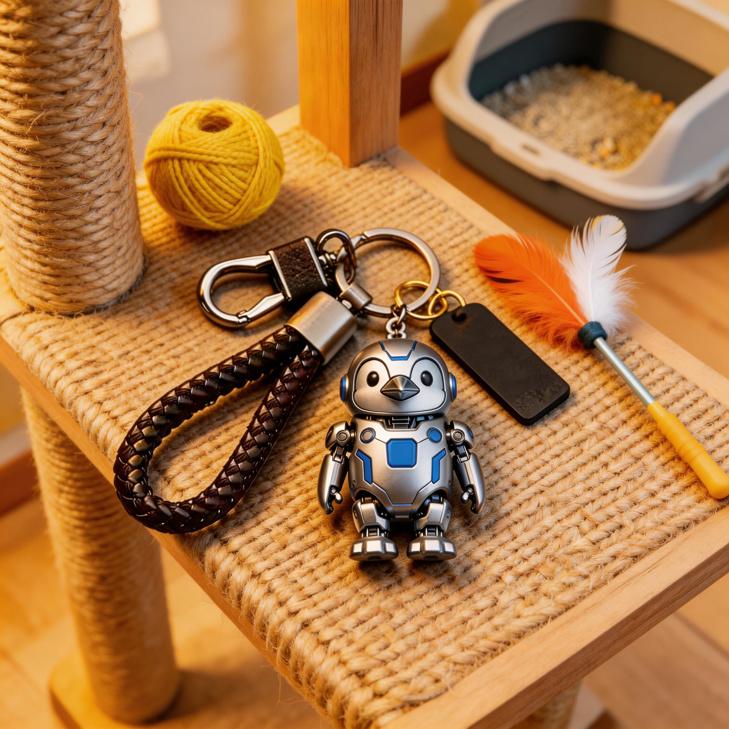 🐧🤖 “The Penguin Bot Keychain” – Breathing Blue & White Penguin Robot | Food-Grade Silicone + Matte Metal Ring + LED Micro Eyes | Hang It & Instantly Add a “Gentle Tech” Filter to Your Day! ✨
