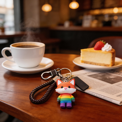 🦊 “The Rainbow Fox Keychain” – Glowing Healing Fox | Soft Silicone Body + Metal Chain + Gift Box Ready | Hang It & Add a Filter to Your Everyday! ✨