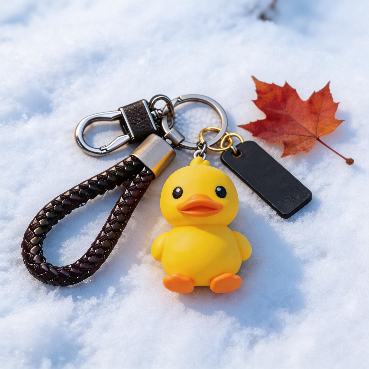 🦆 “The Squishy Ducky Keychain” – Sunny Little Duck | Food-Grade Silicone + High-Elastic Braided Strap + Matte Metal Ring | Hang It & Instantly Activate Your “Happiness Beacon”! ✨