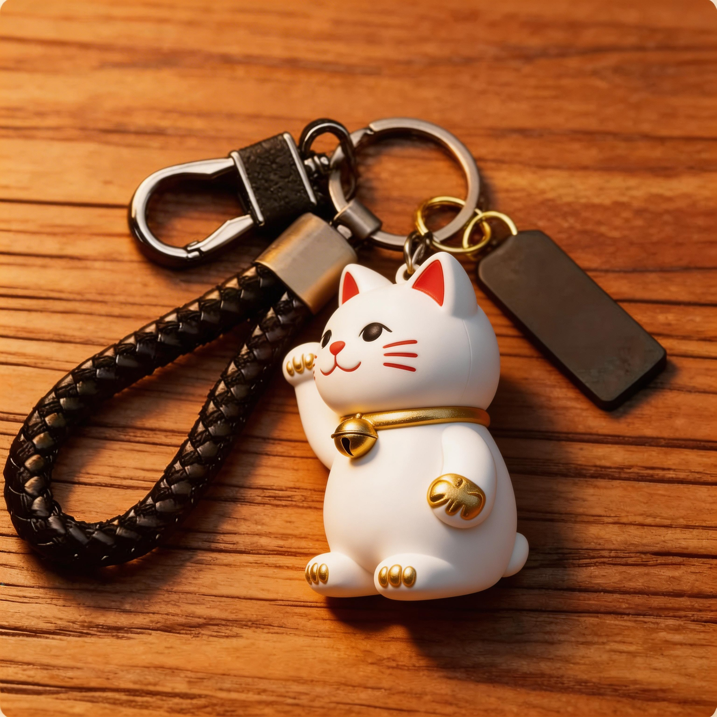 🐱🔔 “The Lucky Switch Keychain” – Your Portable Luck Switch | White Ceramic Maneki-Neko + Solid Copper Bell + High-Elastic Braided Strap | Hang It & Instantly Switch to the “Good Luck Channel”! ✨