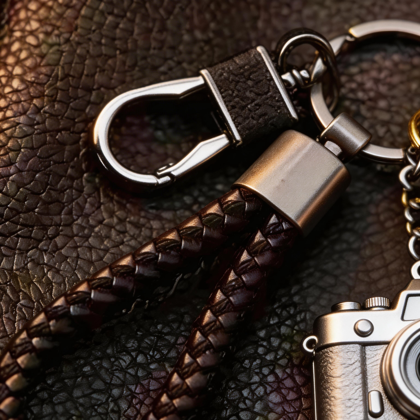 📷👁️ “The Gaze Charm Keychain” – A Specimen of the Act of Looking | Mini Zinc Alloy Camera Pendant Keychain + Leather Strap | Wear the Act of Seeing on Your Everyday Carry. ✨