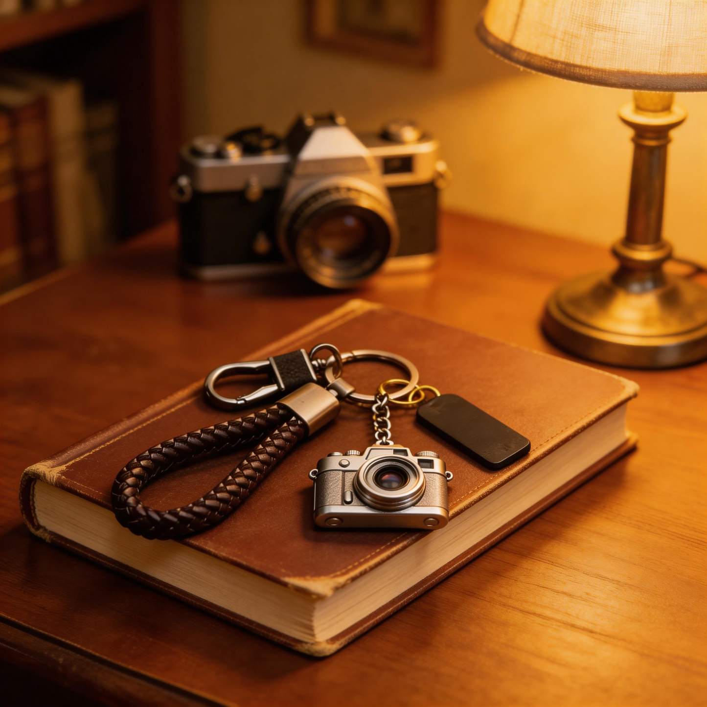 📷👁️ “The Gaze Charm Keychain” – A Specimen of the Act of Looking | Mini Zinc Alloy Camera Pendant Keychain + Leather Strap | Wear the Act of Seeing on Your Everyday Carry. ✨