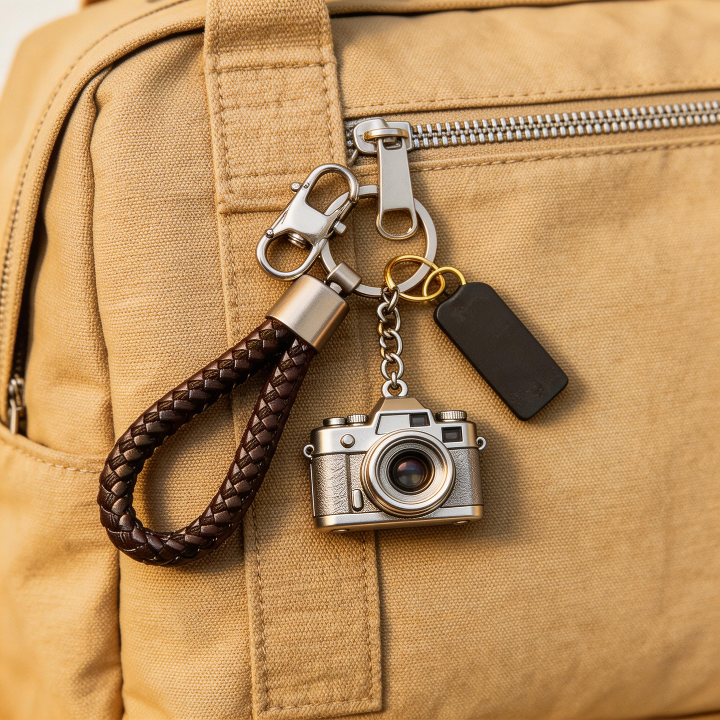 📷👁️ “The Gaze Charm Keychain” – A Specimen of the Act of Looking | Mini Zinc Alloy Camera Pendant Keychain + Leather Strap | Wear the Act of Seeing on Your Everyday Carry. ✨